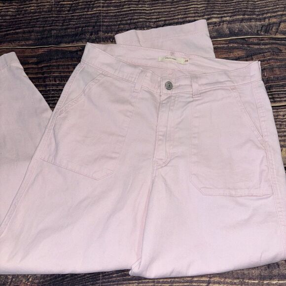Levi's Denim - Levi's Women's Classic  Utility Jeans Wide Leg Crop Mid Rise Light Pink Sz 28